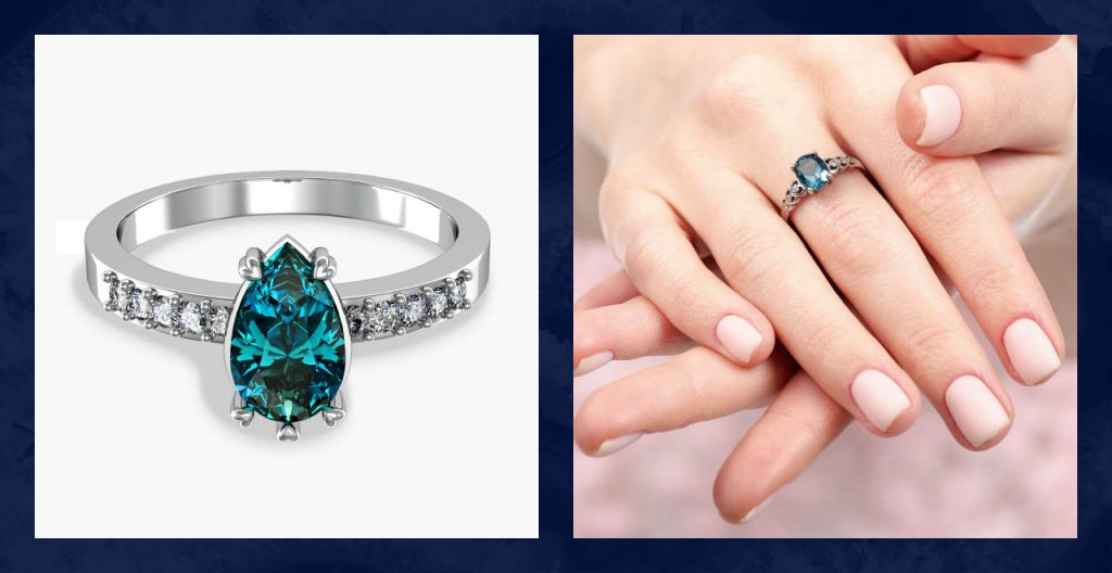 An alexandrite gemstone wedding ring