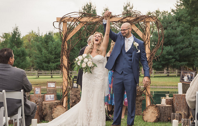 A couple celebrating being just married