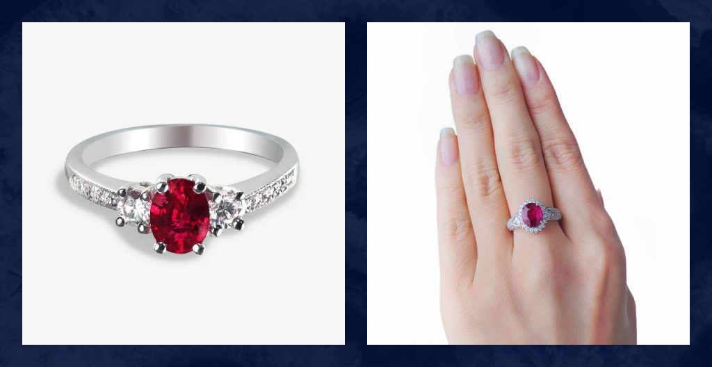 A spinel gemstone wedding ring