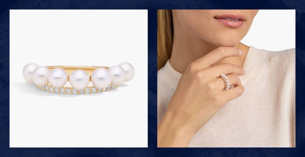 A Blue Nile pearl wedding ring.