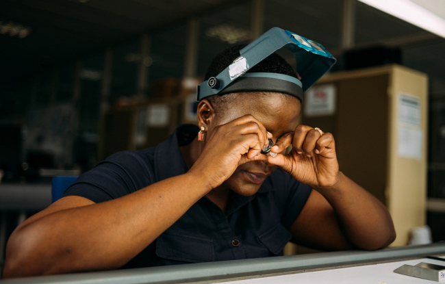 A diamond sorter in Botswana