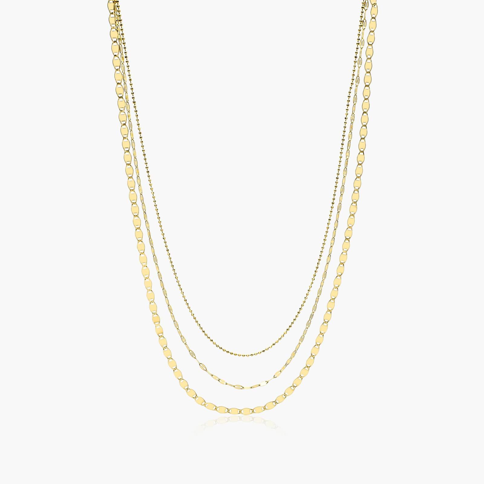 14K Yellow Gold Mixed Chain Triple Strand Necklace By James Allen