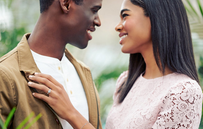 A couple looking into each others eyes