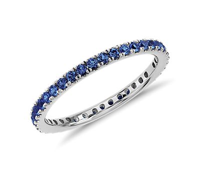 Riviera Pavé Sapphire Eternity Ring in 18k White Gold