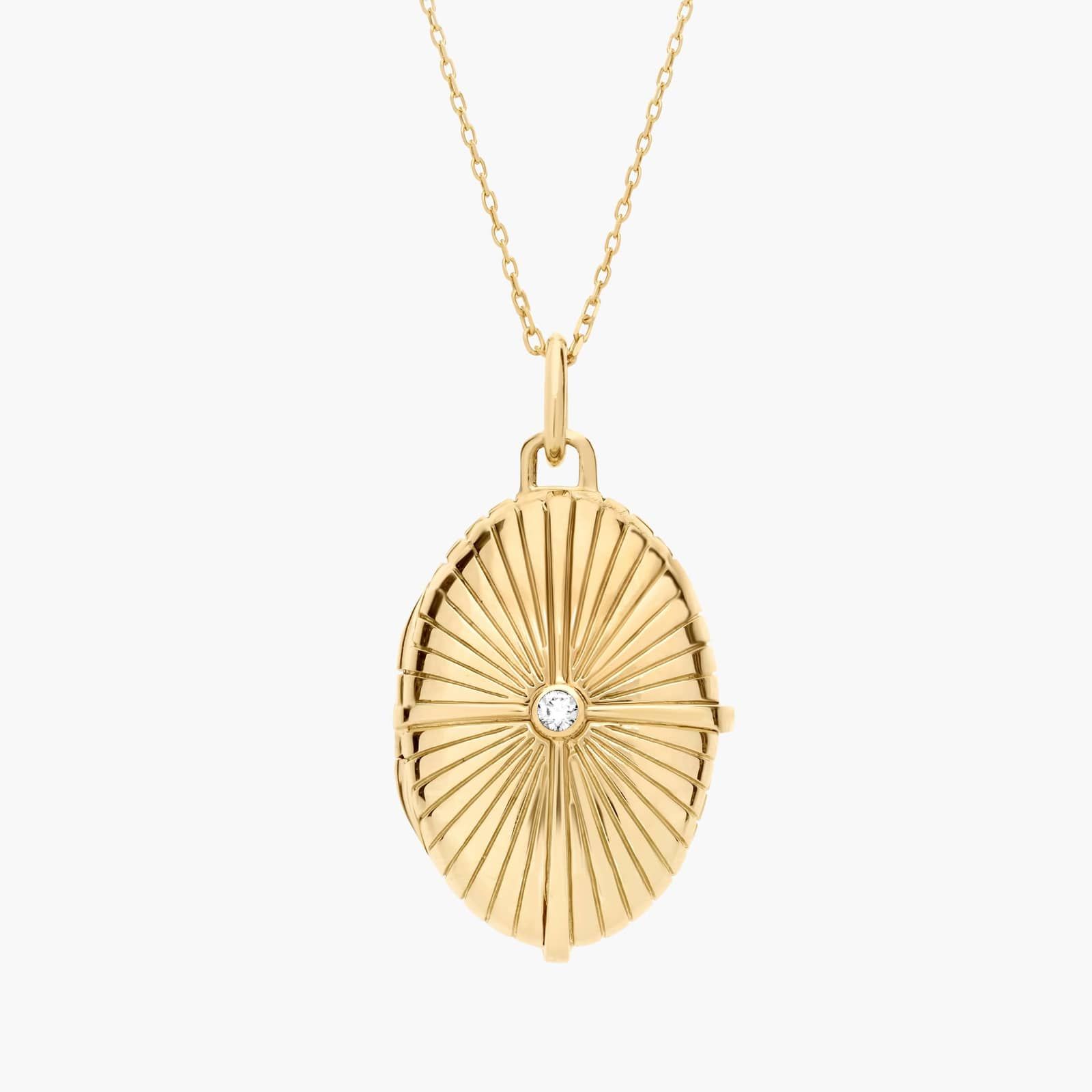 17" Monica Rich Kosann Embellished Diamond Locket in 18k Yellow Gold