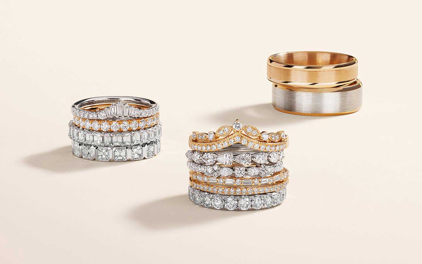 Gold and diamond wedding rings