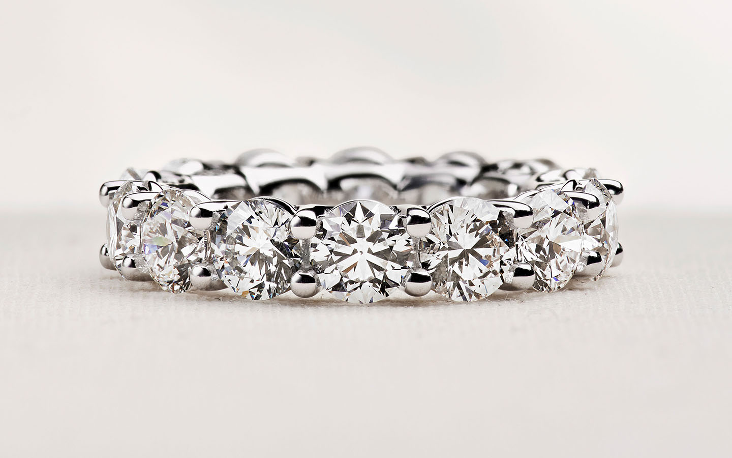 Anniversary ring with round lab grown diamonds.