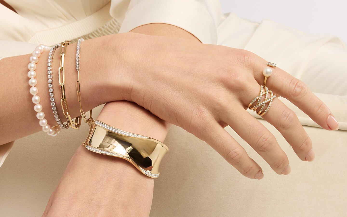 Woman wearing gold jewelry