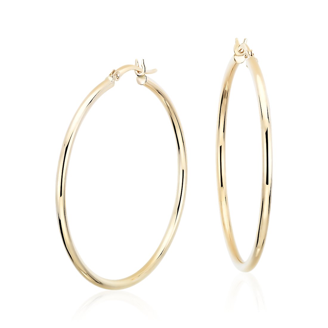 Large gold hoop earrings in 14k yellow gold