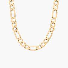 22" Men's Figaro Chain Necklace in 14K Yellow Gold (7.5 mm)