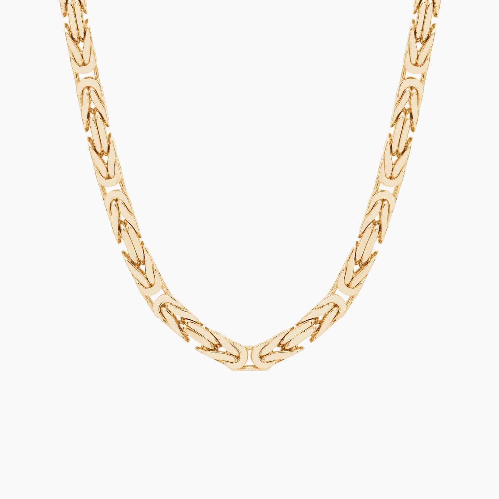 24" Men's Byzantine Chain in 14k Yellow Gold (3.4 mm)