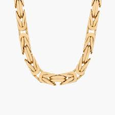 24" Men's Byzantine Chain in 14k Yellow Gold (6.5 mm)