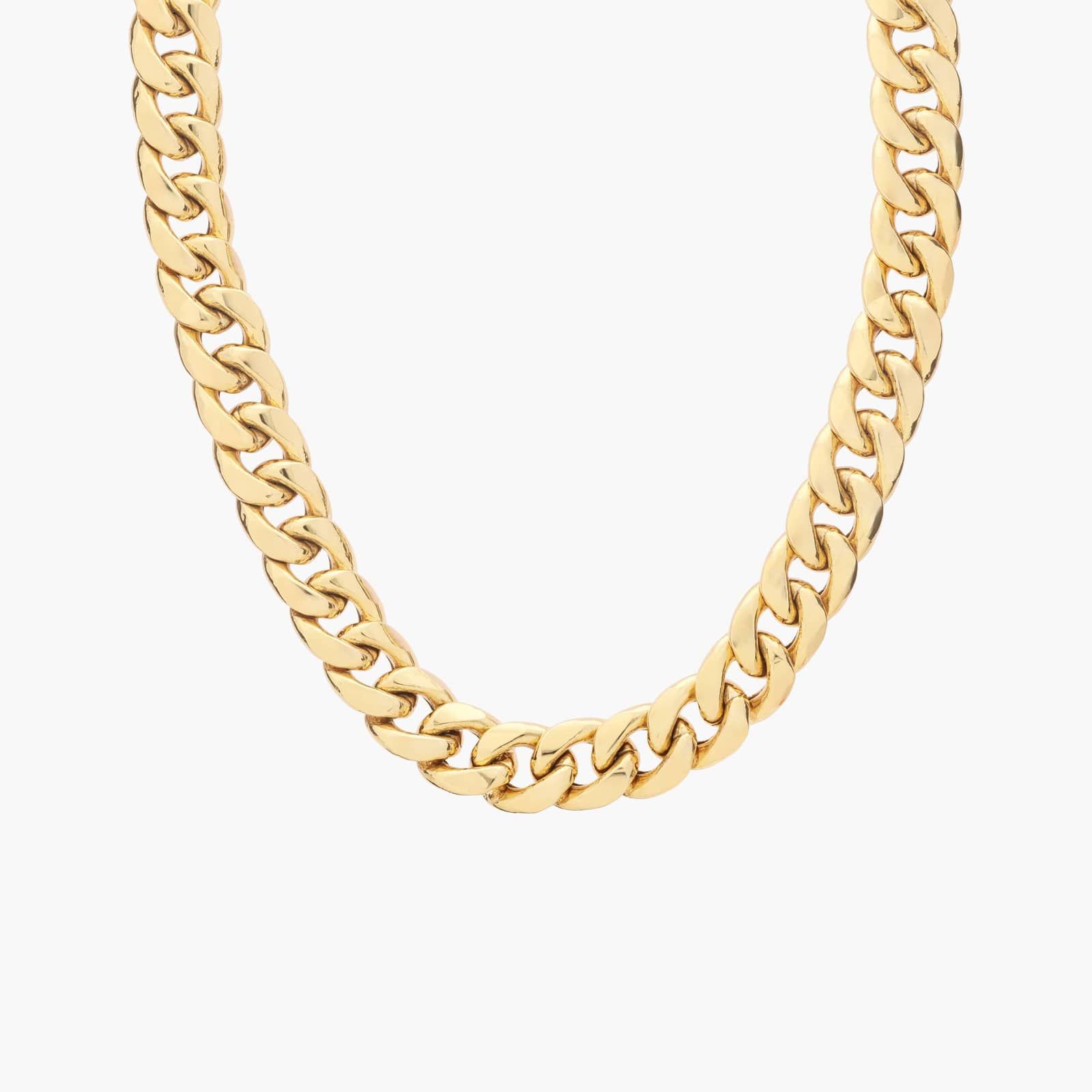 24" Men's Semi-Solid Miami Cuban Chain in 14k Yellow Gold (15 mm)