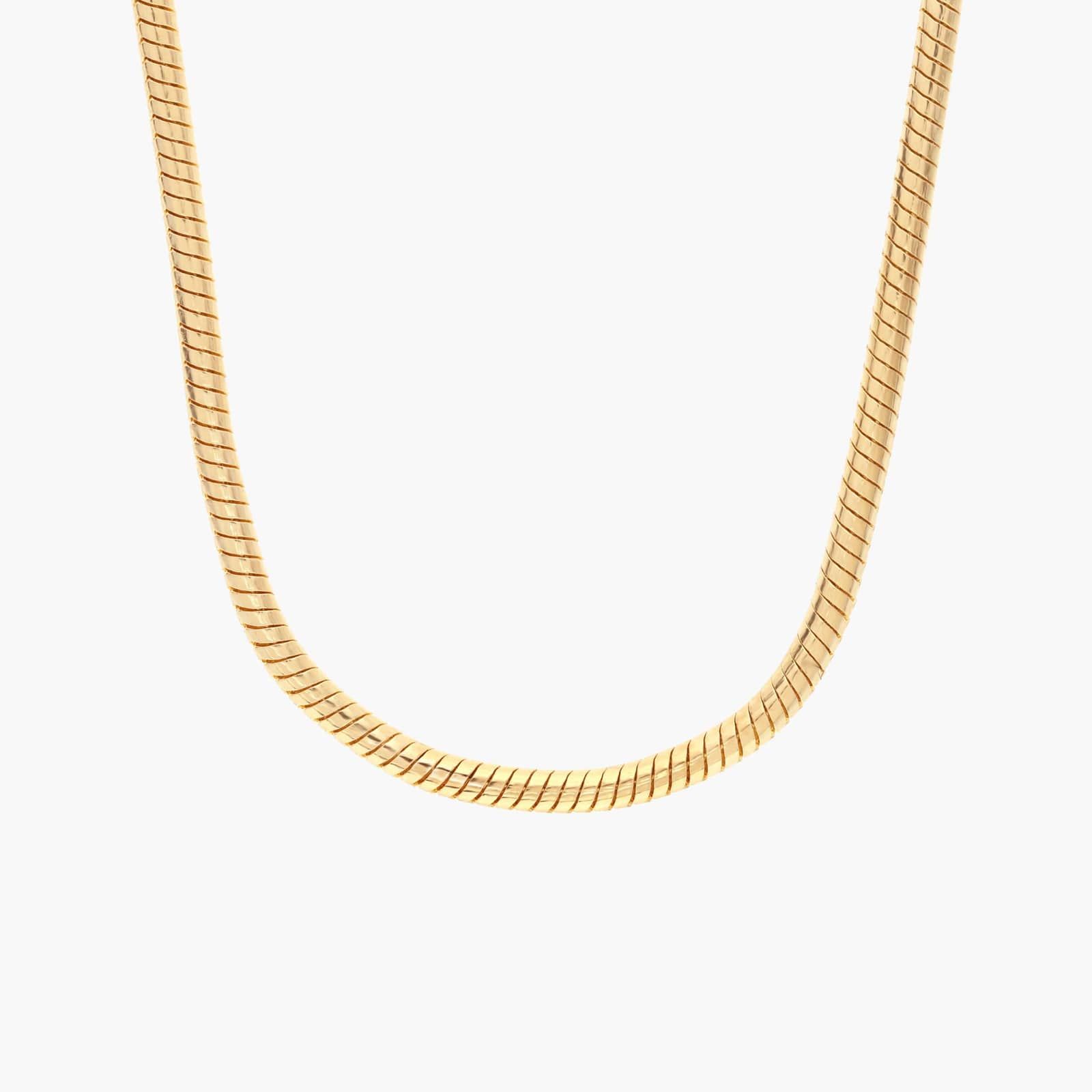 24" Round Snake Chain in 14k Yellow Gold (1.1 mm)