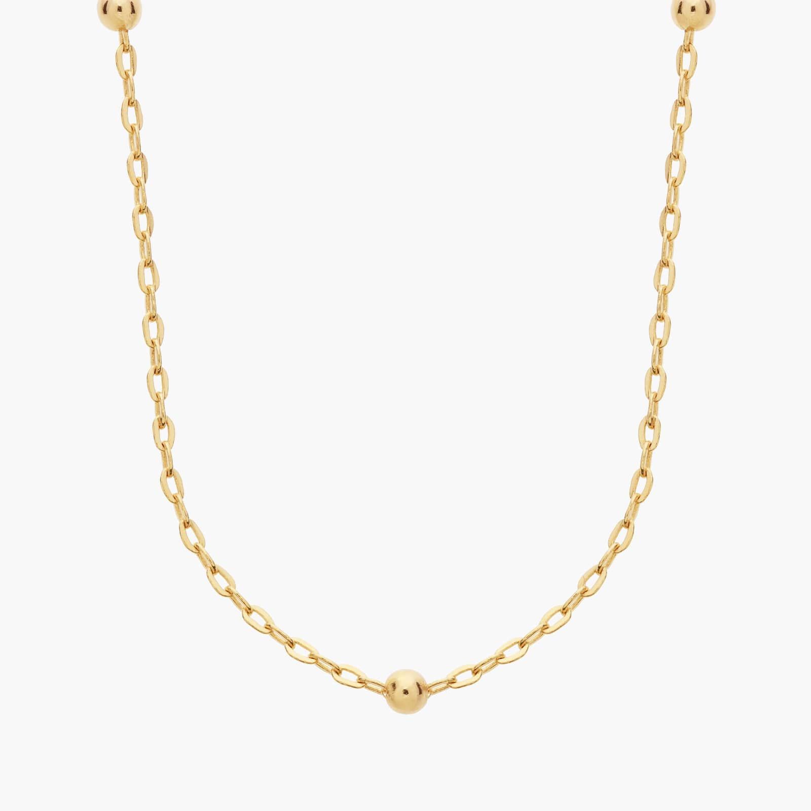 36" Petite Stationed Bead Necklace in 14k Yellow Gold (1.5 mm)