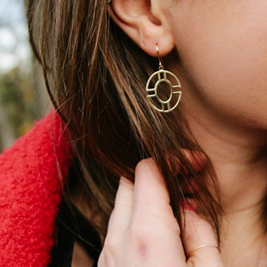 Round Geometric Drop Earrings