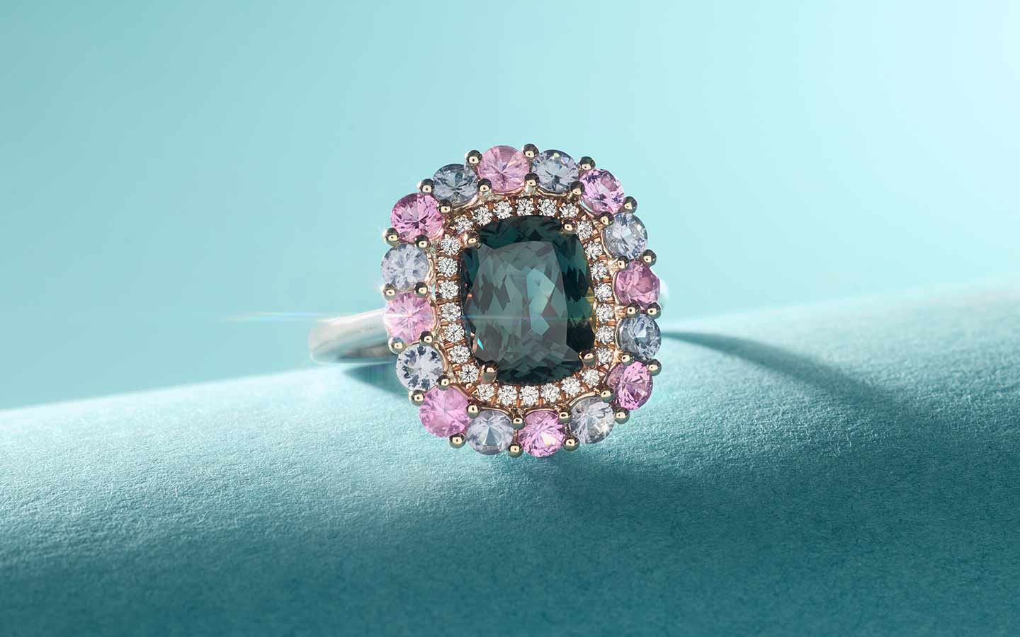 Gemstone and diamond ring