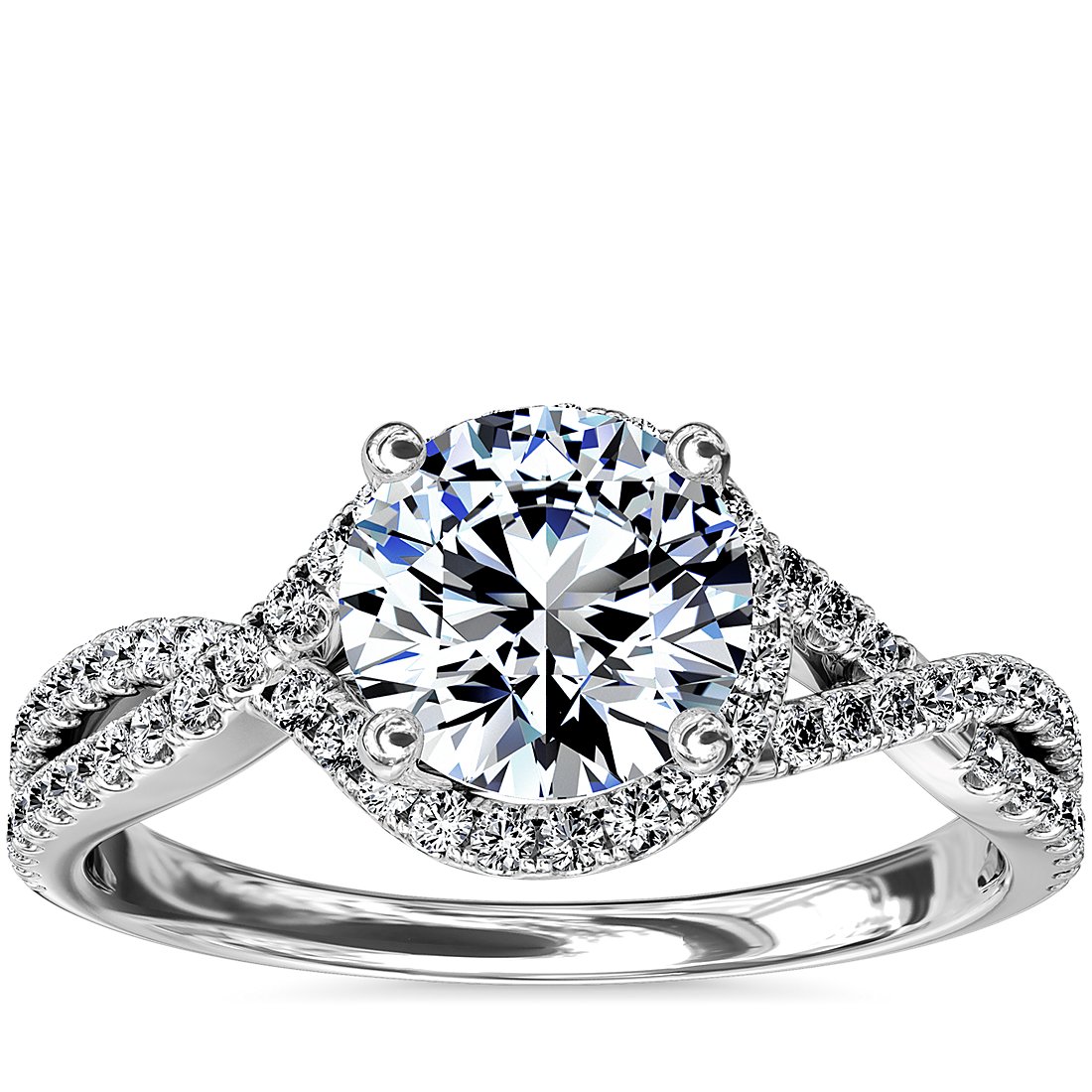 Twisted Halo Diamond Engagement Ring