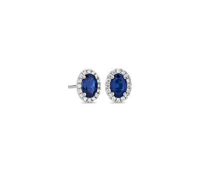 Oval Sapphire u0026 Diamond Stud Earrings