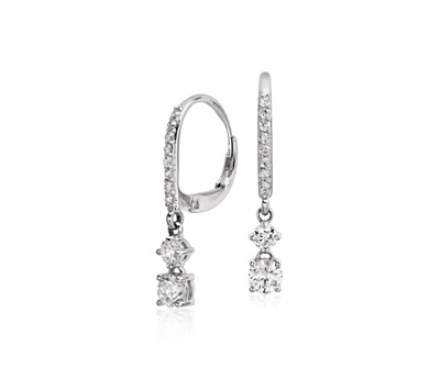 Double Diamond Drop Earrings