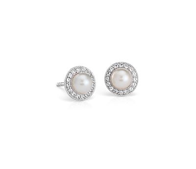 Vintage-Inspired Pearl Halo Stud Earrings