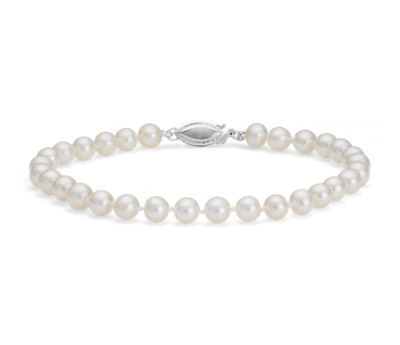 Freshwater Cultured Pearl Bracelet in 14k White Gold (5.0-5.5mm)
