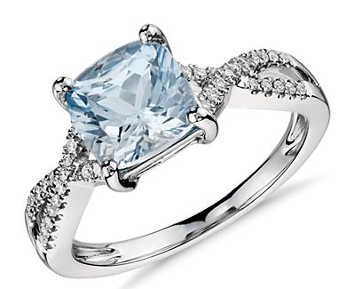 Aquamarine and Diamond Infinity Twist Engagement Ring