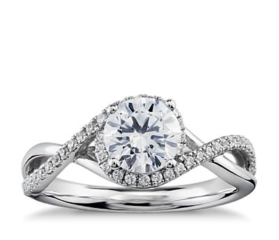 Petite Twisted Halo Diamond Ring
