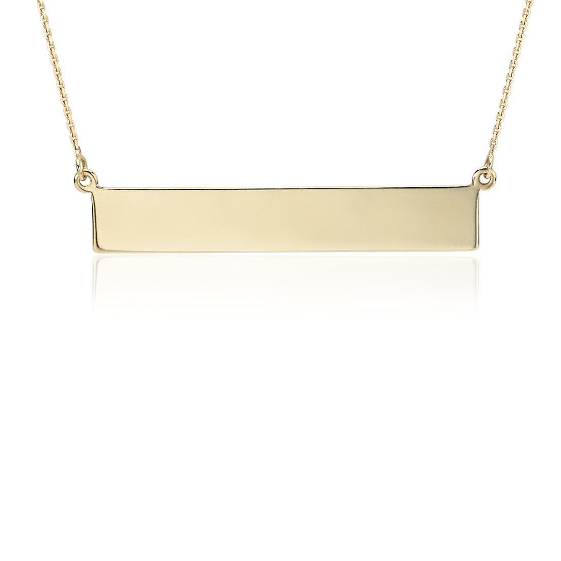 Engravable bar necklace in 14k yellow gold