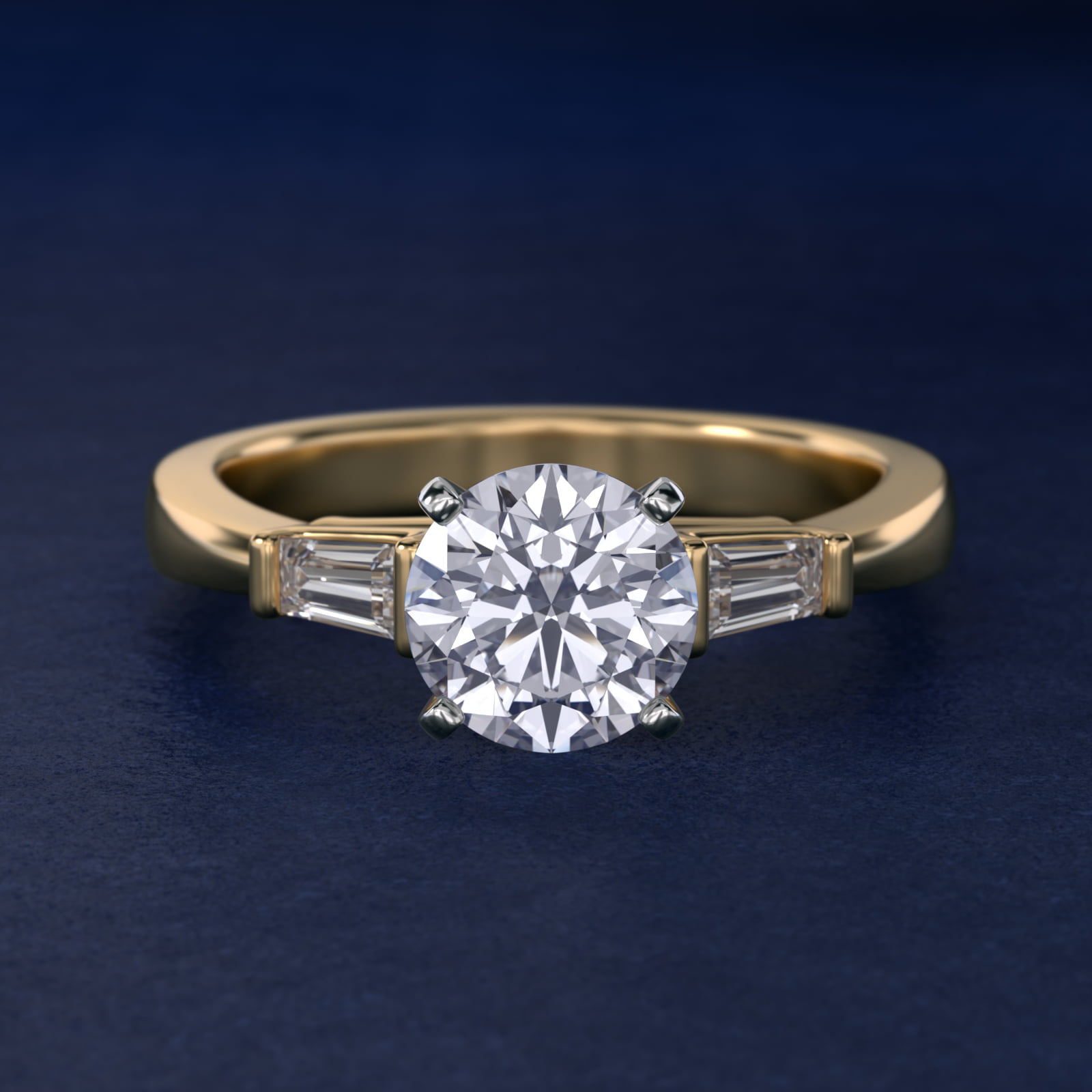 Tapered Baguette Lab-Grown Diamond Engagement Ring in 14k Yellow Gold
