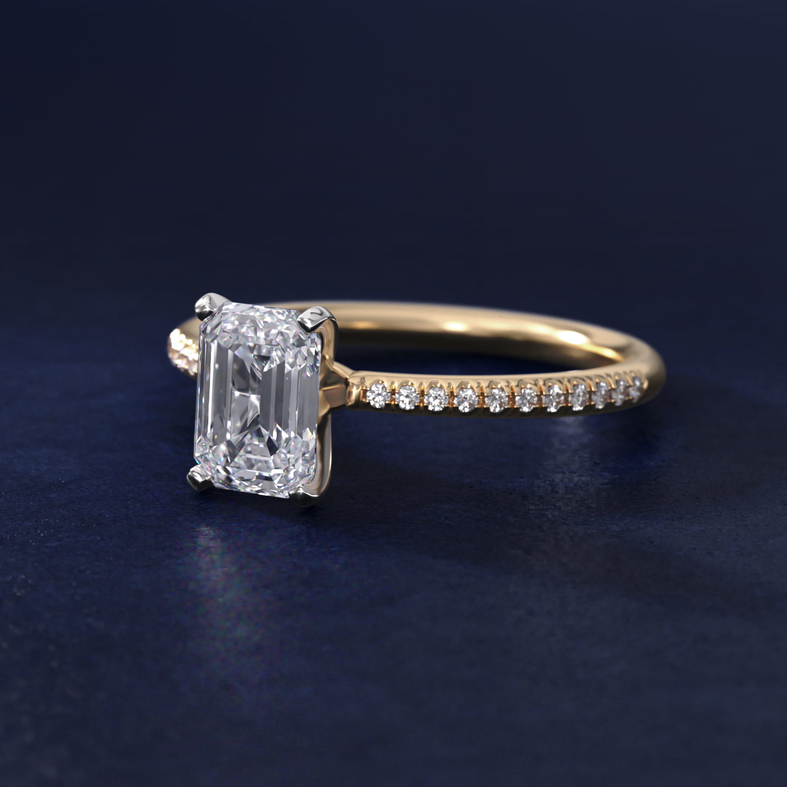 Petite Micropavé Diamond Engagement Ring in 14k Yellow Gold (1/10 ct. tw.)
