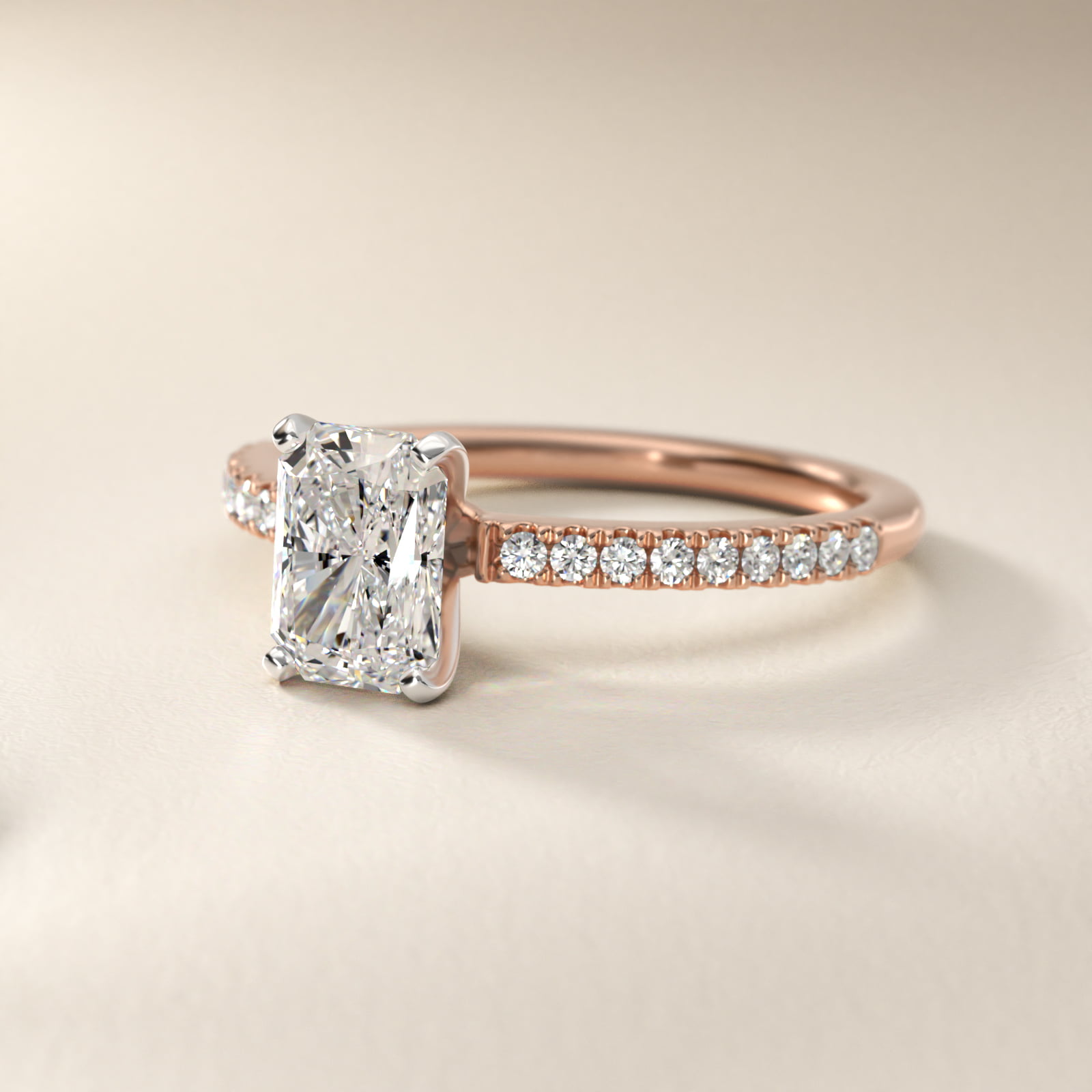 Riviera Pavé Diamond Engagement Ring in 14k Rose Gold (1/6 ct. tw.)