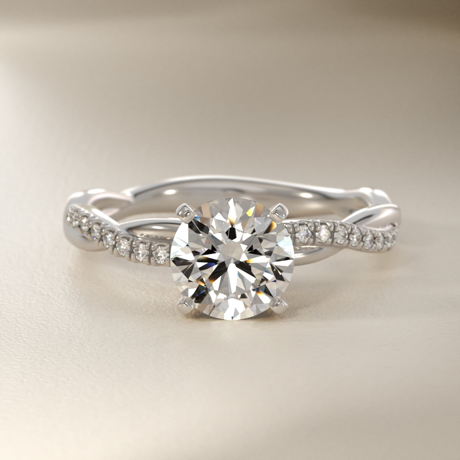 Petite Twist Diamond Engagement Ring in Platinum