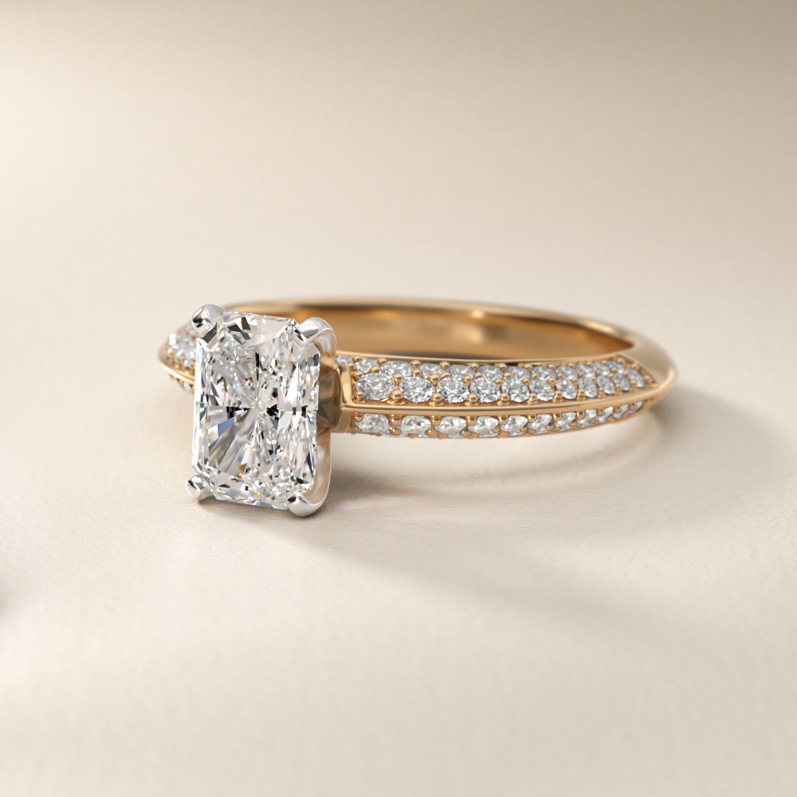 Knife Edge Micropavé Diamond Engagement Ring in 14K Yellow Gold (1/3 ct. tw.)