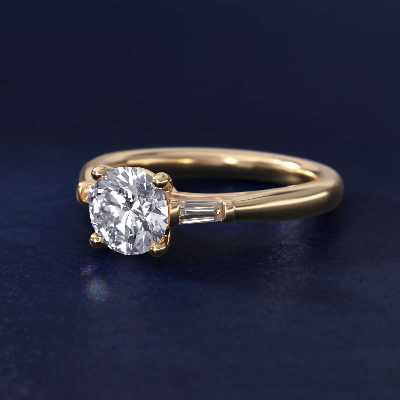 Tapered Baguette Diamond Engagement Ring in 18k Yellow Gold (1/6 ct. tw.)