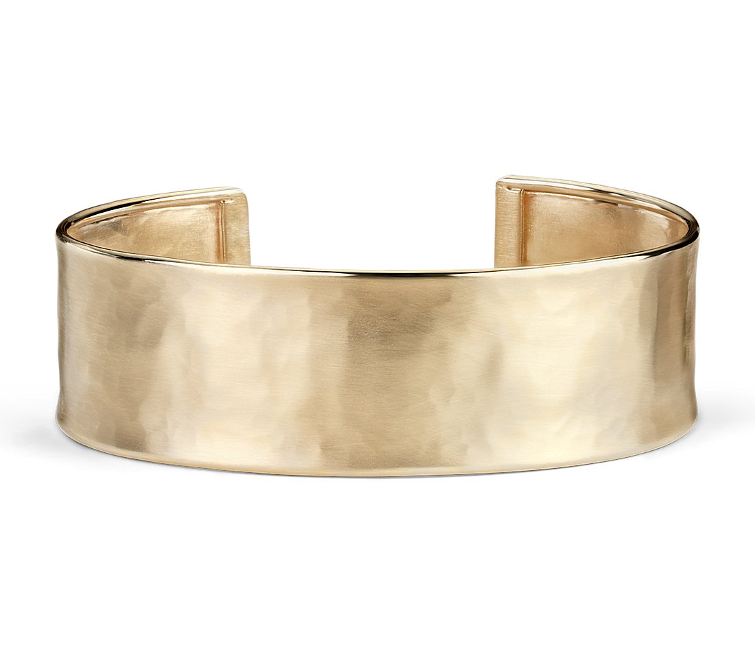 Satin cuff bracelet in 14k Italian yellow gold