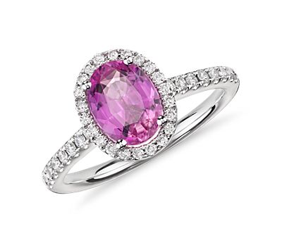Pink Sapphire and Diamond Engagement Ring