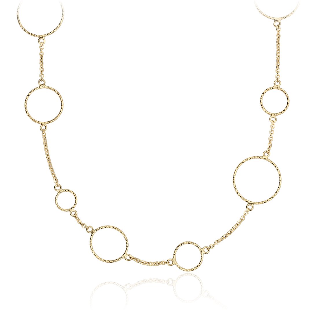 Long and layered circle necklace in 14k Italian yellow gold