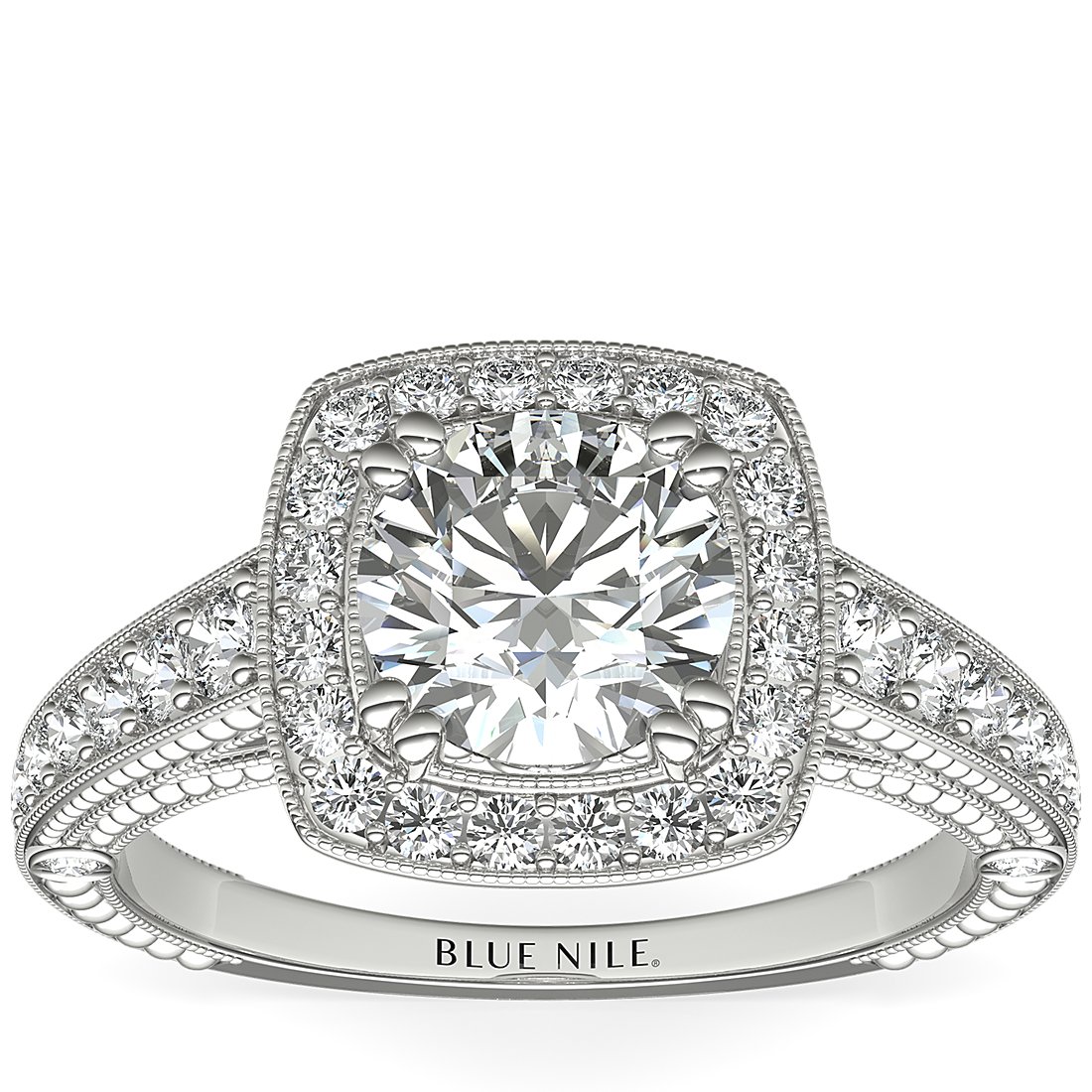 Blue Nile Studio Victorian Halo Diamond Engagement Ring