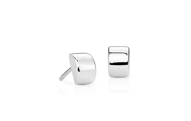 Pair of Modern Stud Earrings in Sterling Silver