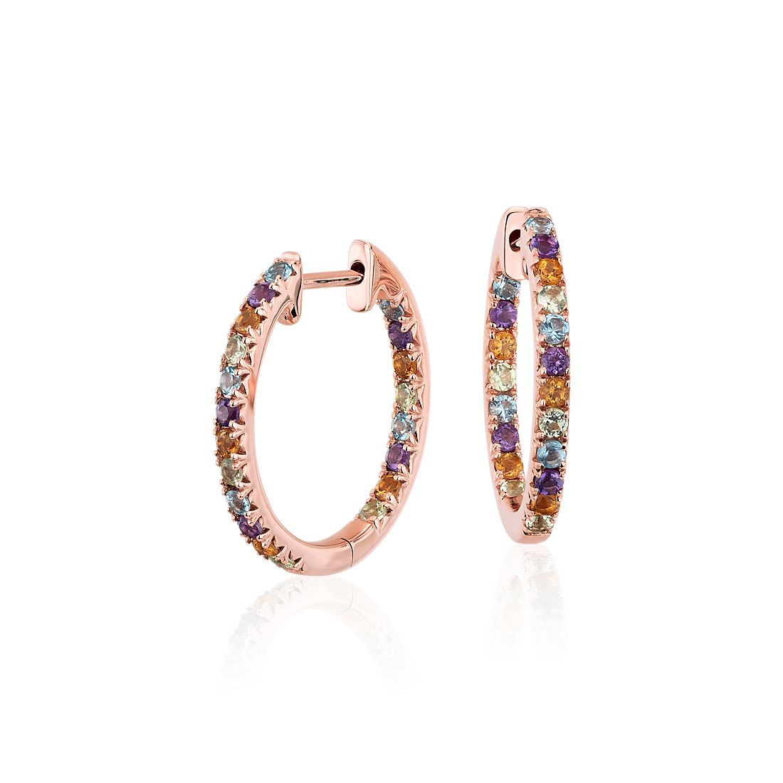 Multi-Gemstone Hoop Earrings