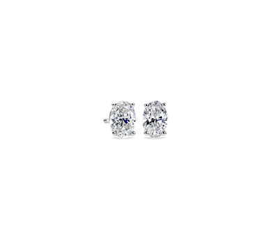 1-carat Oval Diamond Stud Earrings in 14k White Gold