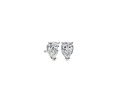 1-carat Pear Shape Diamond Stud Earrings in 14k White Gold