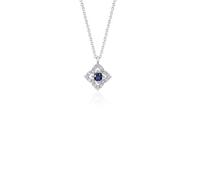Gemstone and diamond necklace in white gold