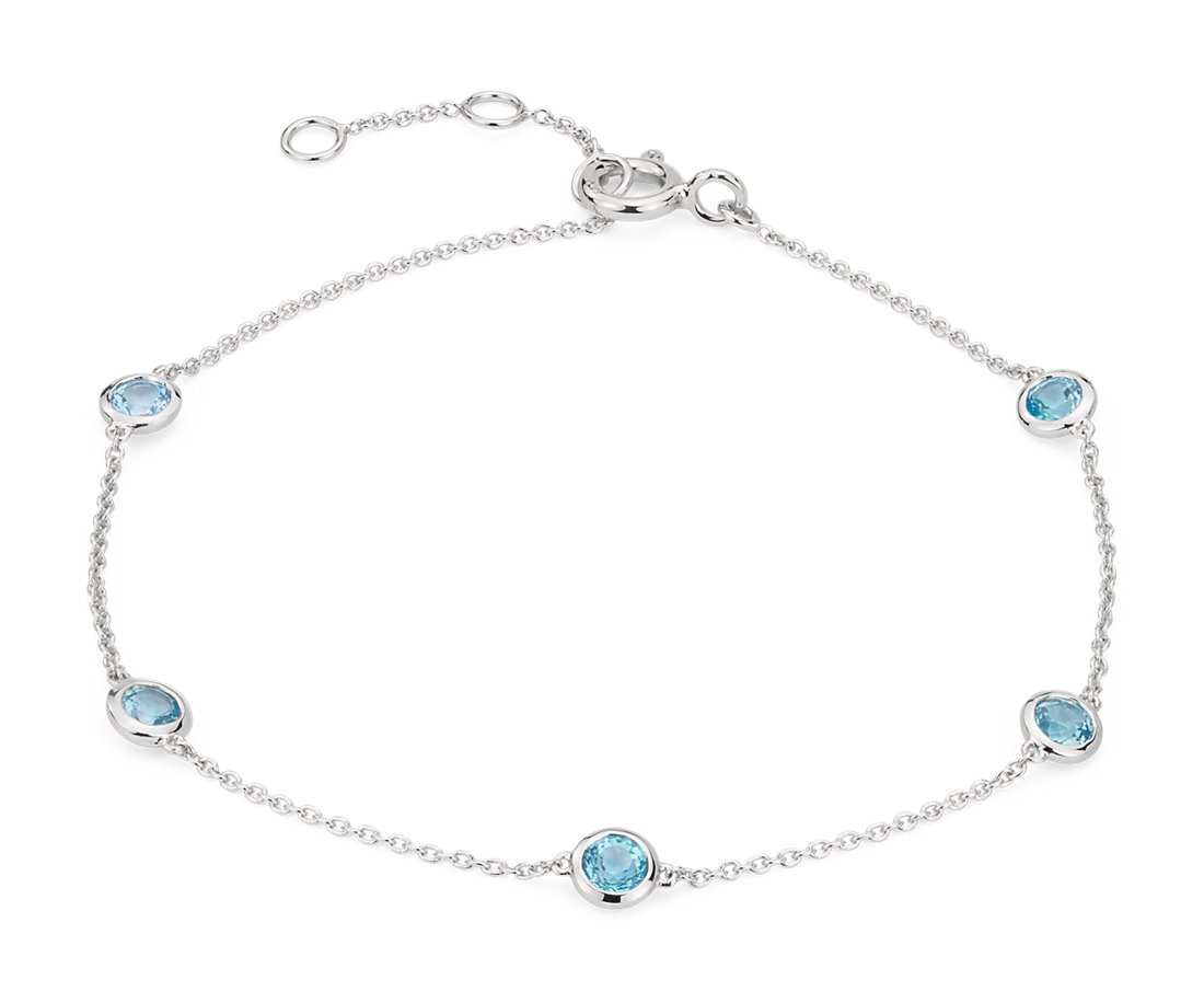 Swiss Topaz Stationed Bezel-Set Bracelet
