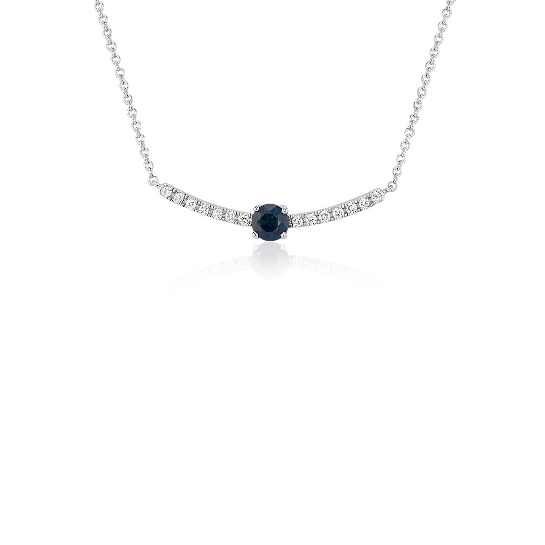 Petite Sapphire and Diamond Curved Bar Necklace