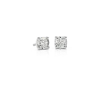 Diamond Stud Cushion-Cut Earrings in 18k White Gold (2 ct. tw.)