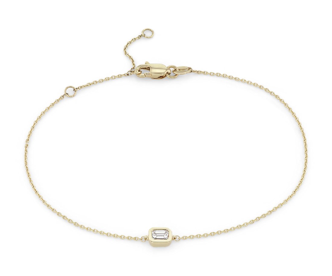 Mini Bezel Set Emerald Cut Diamond Bracelet