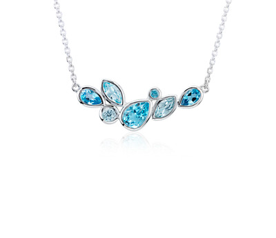 Mixed Shape Blue Topaz Necklace in Sterling Silver