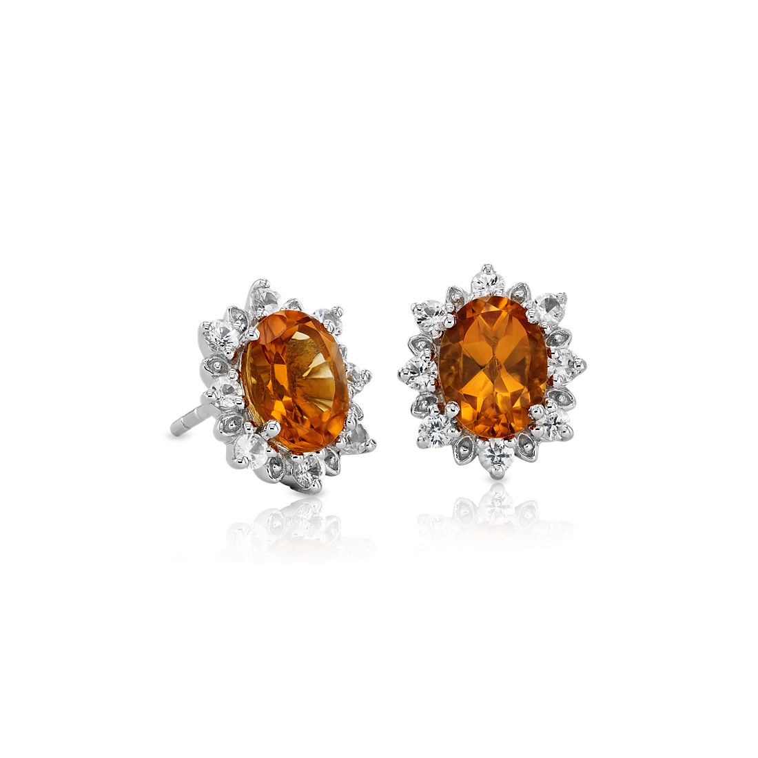 Sunburst Oval Citrine Stud Earrings